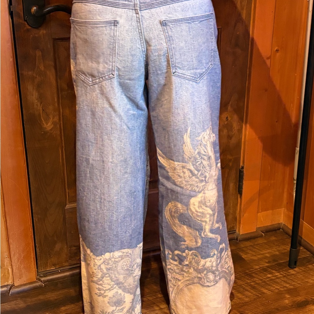 Pilcro Blue and Cream Flare Jeans - Picture 4 of 16